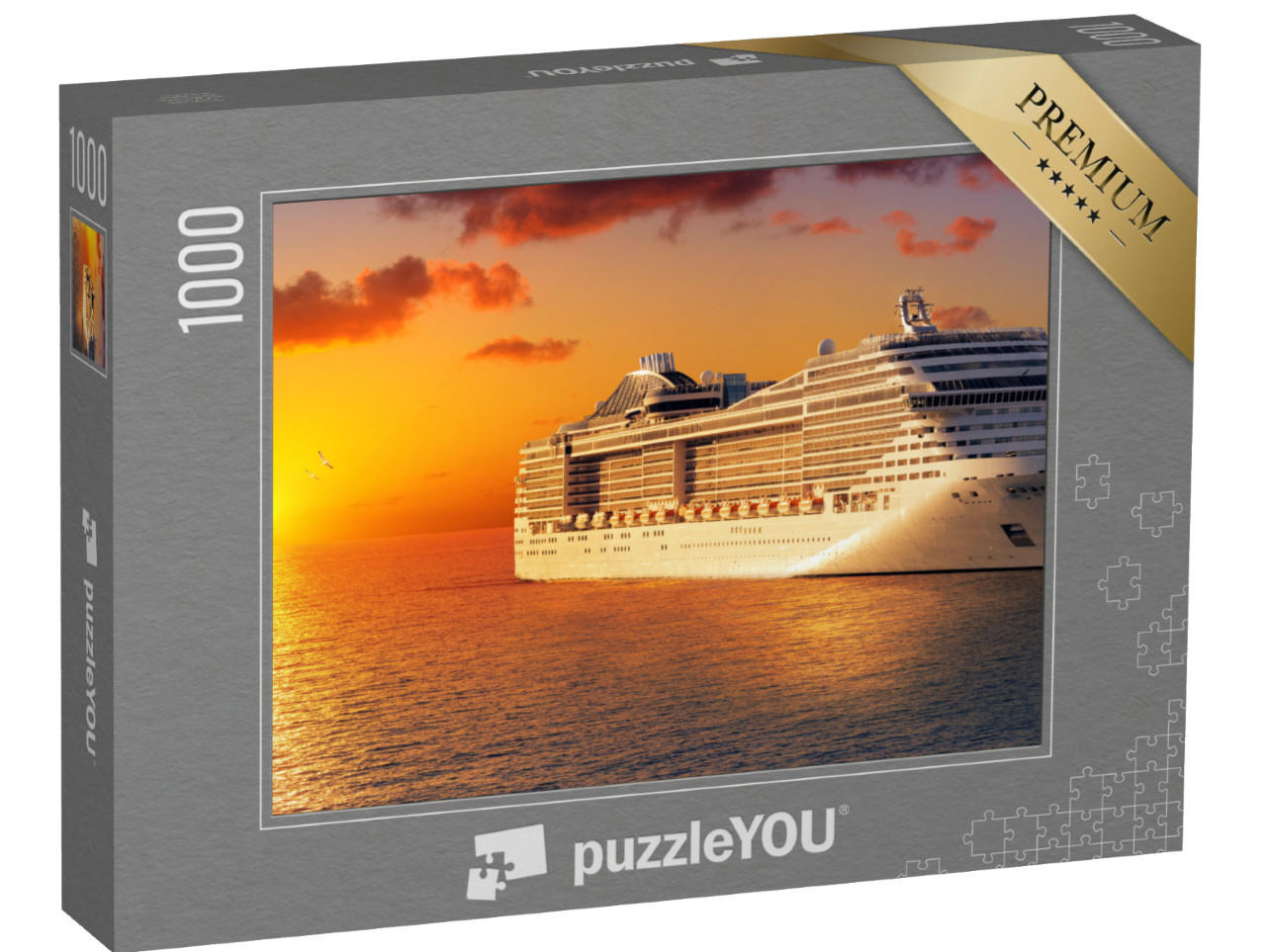Puzzel 1000 stukjes „Cruise: over de oceaan bij zonsondergang“