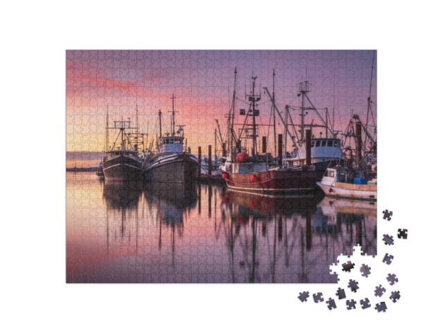 Puzzel 1000 stukjes „Vissersboten in de haven van Steveston, British Columbia“