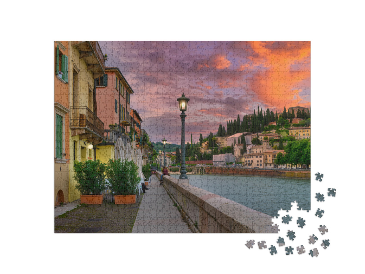 Puzzel 1000 stukjes „De Adige in Verona, Italië“