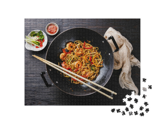 Puzzel 1000 stukjes „Udon woknoedels met garnalen en groenten“