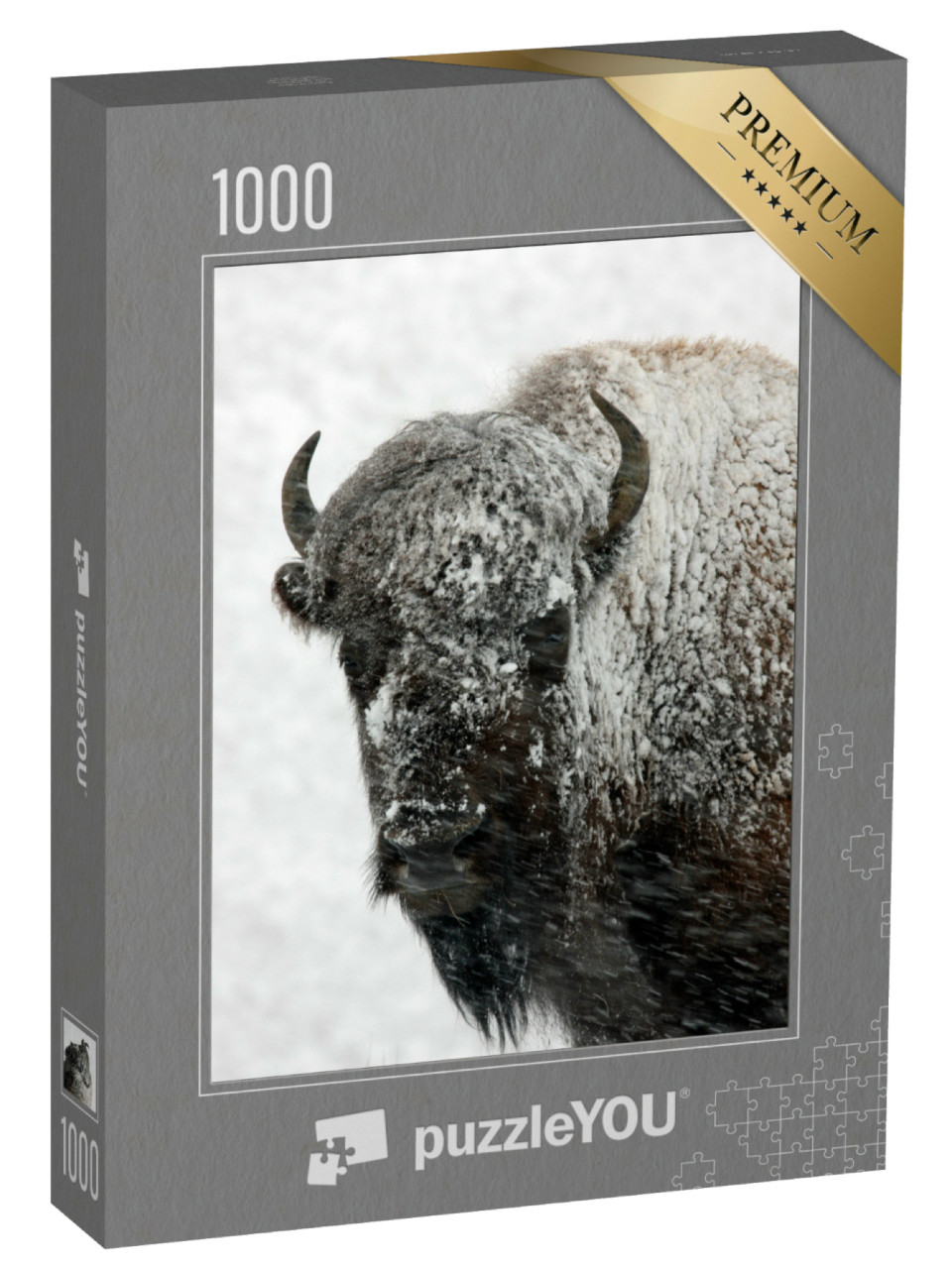 Puzzel 1000 stukjes „Bizons in de sneeuw, Yellowstone National Park“