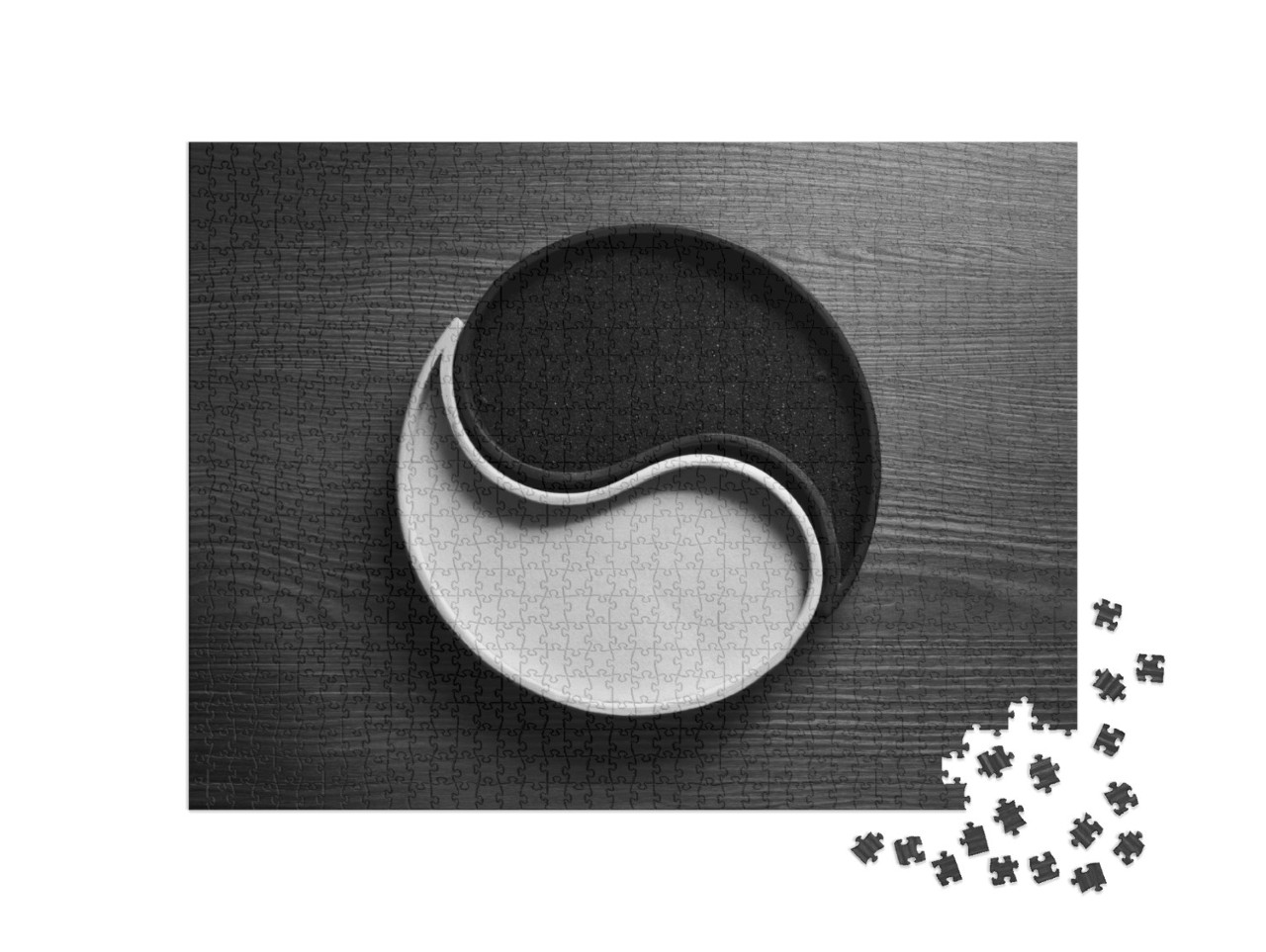 Puzzel 1000 stukjes „Zwart en wit zand ying-yang symbool“