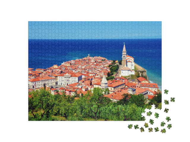 Puzzel 1000 stukjes „Mooie stad Piran in Slovenië“