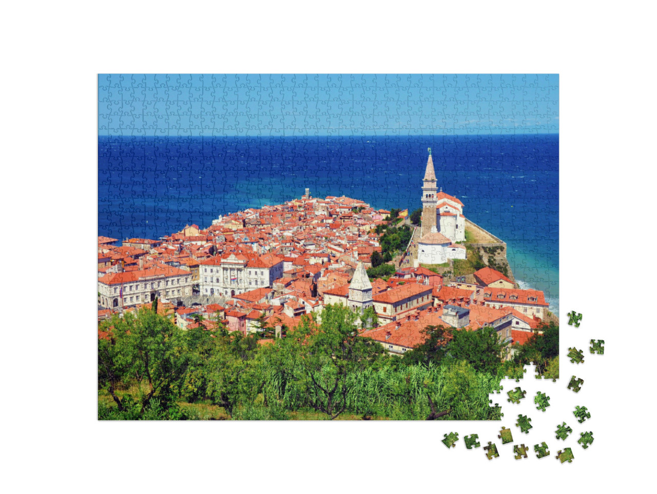 Puzzel 1000 stukjes „Mooie stad Piran in Slovenië“