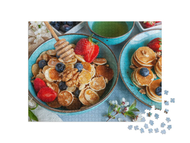 Puzzel 1000 stukjes „Poffertjes, kleine Nederlandse pannenkoeken“