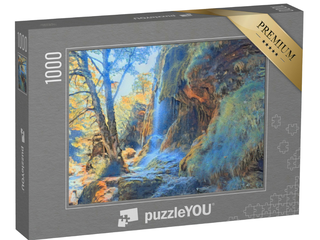 Puzzel 1000 stukjes „in de stijl van Paul-Cezanne - Watervallen in de Ammergauer Alpen, Duitsland“