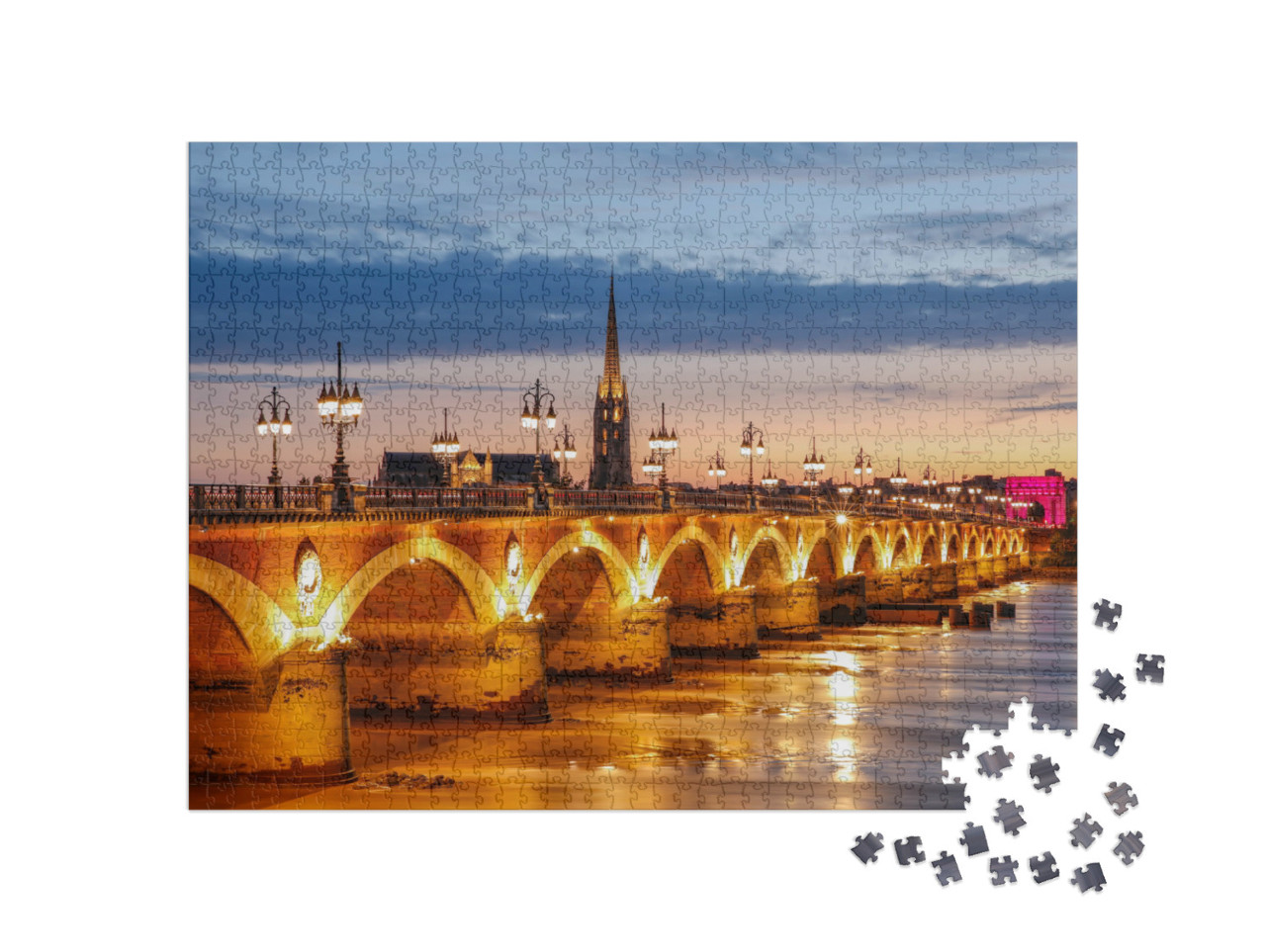 Puzzel 1000 stukjes „Pont de Pierre in Bordeaux, Frankrijk“