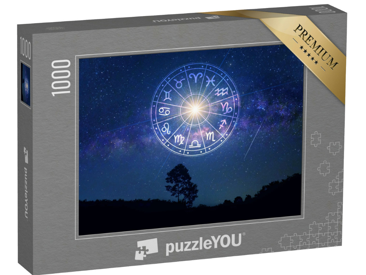 Puzzel 1000 stukjes „Tekens van de dierenriem binnen de horoscoopcirkel, astrologie“
