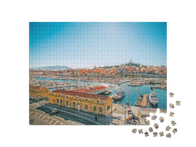 Puzzel 1000 stukjes „Stadsgezicht van Vieux Port, Marseille, Provence, Frankrijk“