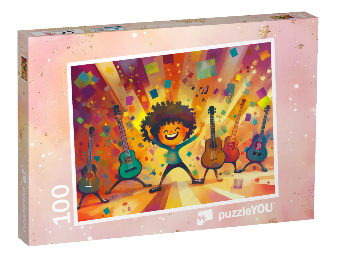 Puzzel 100 stukjes „Gitaarshow op het grote muziekpodium“