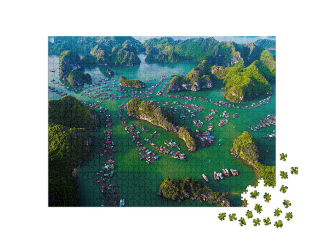 Puzzel 1000 stukjes „Cat Ba eiland van boven, Lan Ha Baai, Hai Phong, Vietnam“