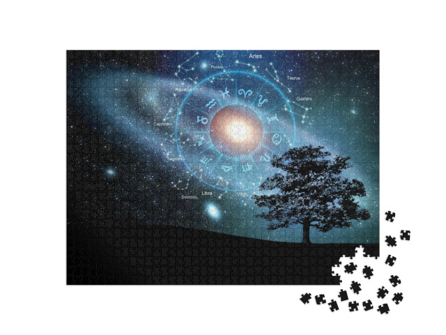 Puzzel 1000 stukjes „Dierenriemtekens binnen de horoscoopcirkel, horoscopen“