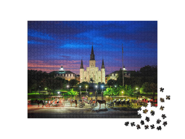 Puzzel 1000 stukjes „Saint Louis Cathedral en Jackson Square in New Orleans, Louisiana“