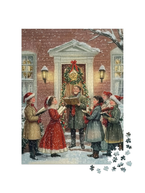 Puzzel 1000 stukjes „Une chorale de Noël chante des chansons la veille de Noël“