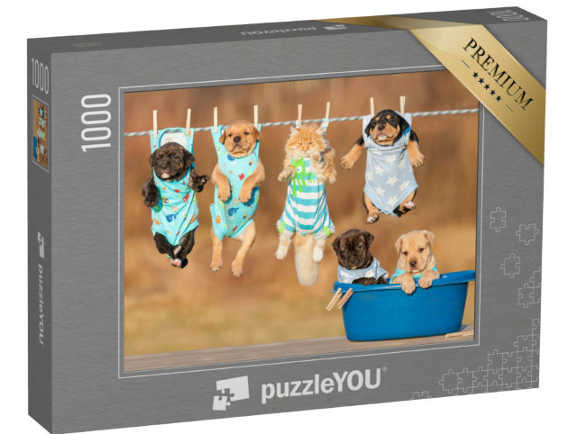 Puzzel 1000 stukjes „Grappige groep dierenkinderen“