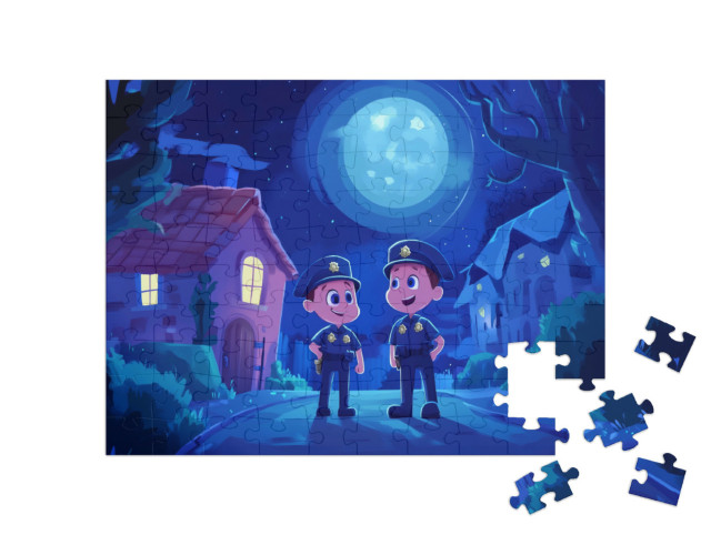 Puzzel 100 stukjes „Een raadsel voor de nachtpolitie“