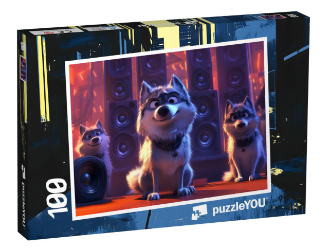 Puzzel 100 stukjes „Wolven houden van koele beats uit vette luidsprekers“