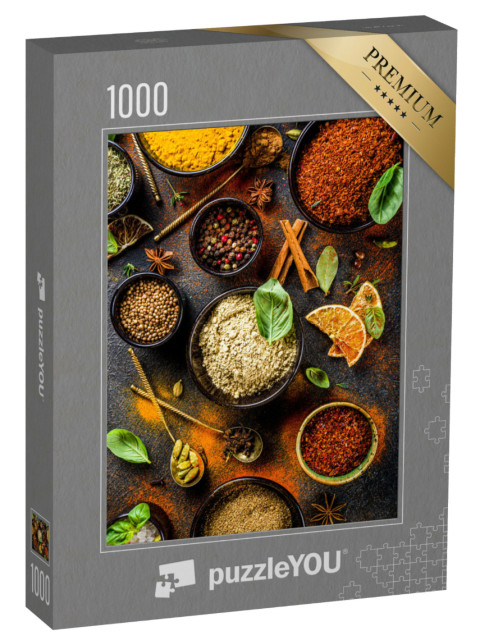 Puzzel 1000 stukjes „Kruiden en specerijen in kleine schaaltjes“