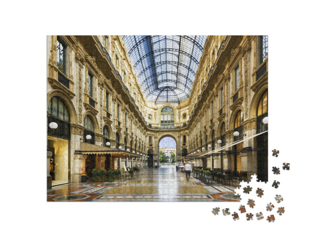 Puzzel 1000 stukjes „Glazen koepel van de Galleria Vittorio Emanuele in Milaan, Italië“