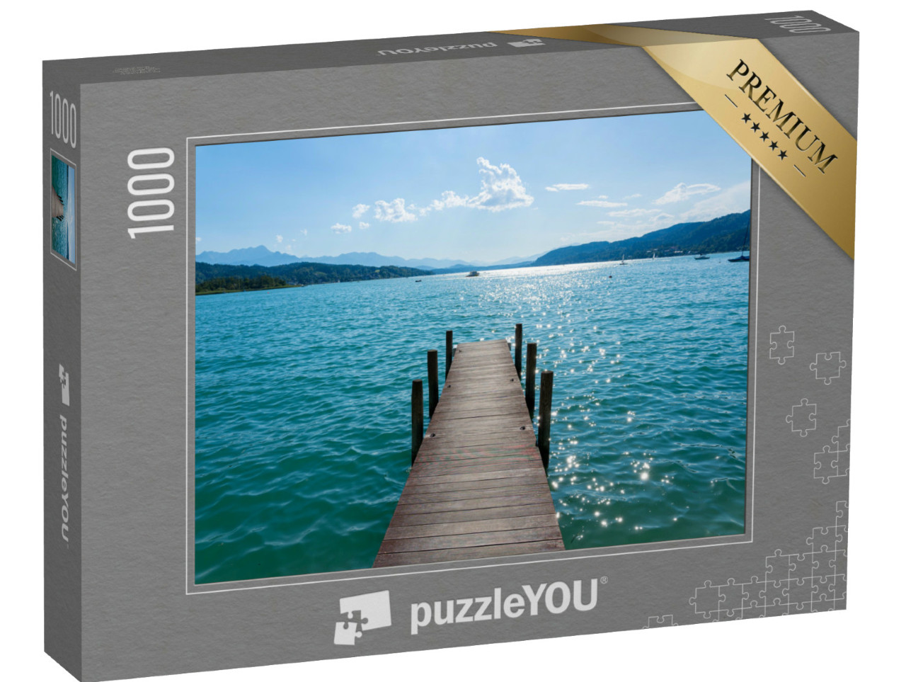 Puzzel 1000 stukjes „Dok aan de Wörthersee in Karinthië, Oostenrijk“
