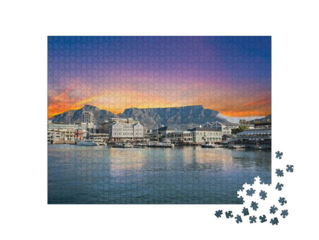 Puzzel 1000 stukjes „Tafelberg met boten en zee, Kaapstad, Zuid-Afrika“