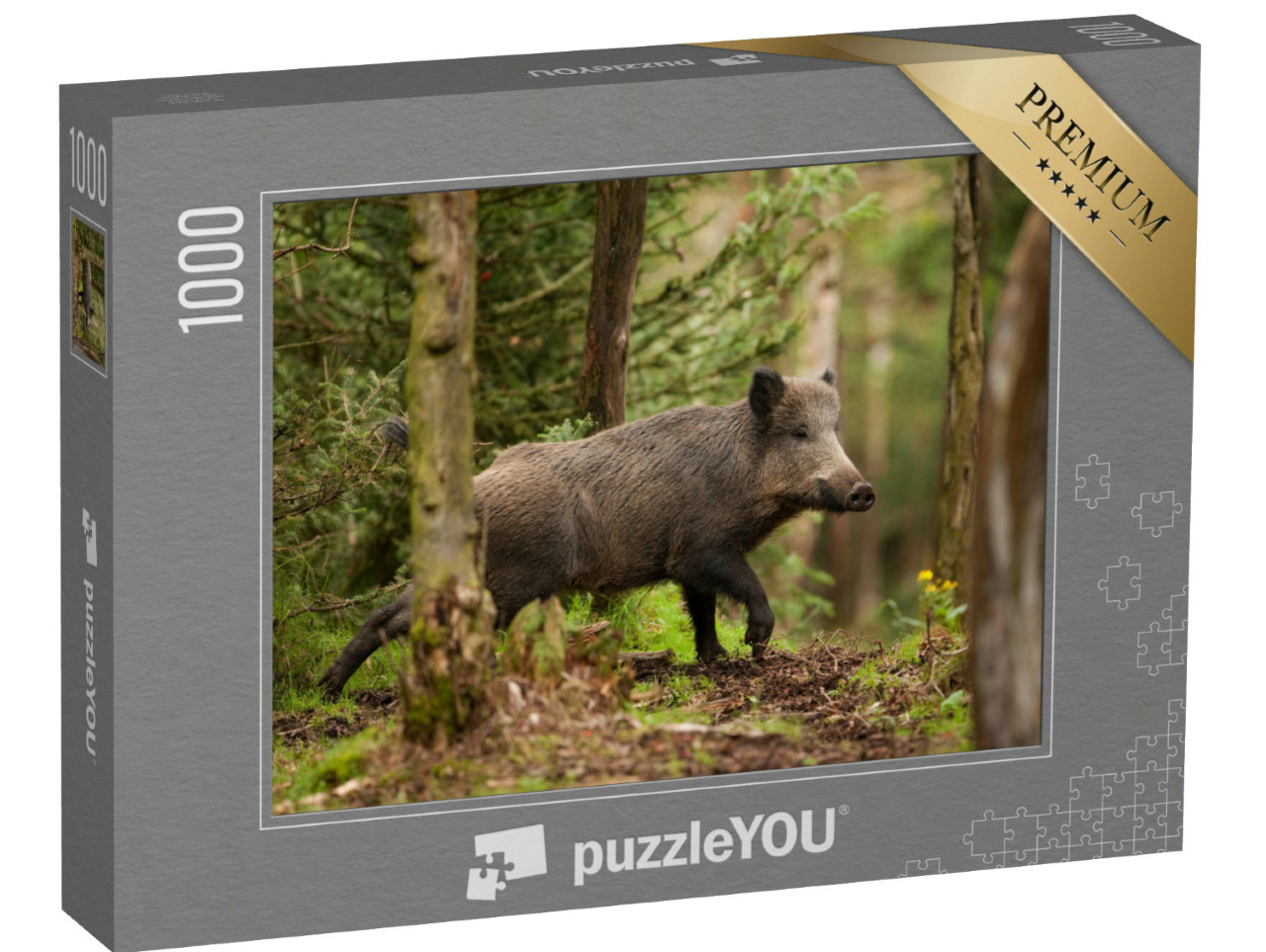 Puzzel 1000 stukjes „Wilde zwijnen in de bossen van Tsjechië“