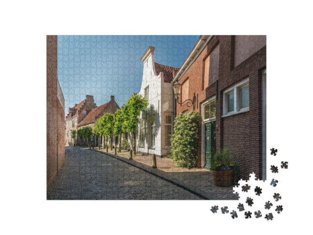 Puzzel 1000 stukjes „Oude klokgevelhuizen en trapgevelhuizen in het historische centrum van Amersfoort, Nederland“
