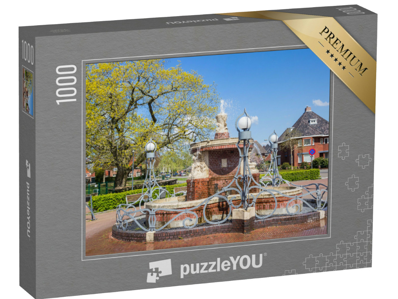 Puzzel 1000 stukjes „Oude fontein in het park van Veendam, Nederland“