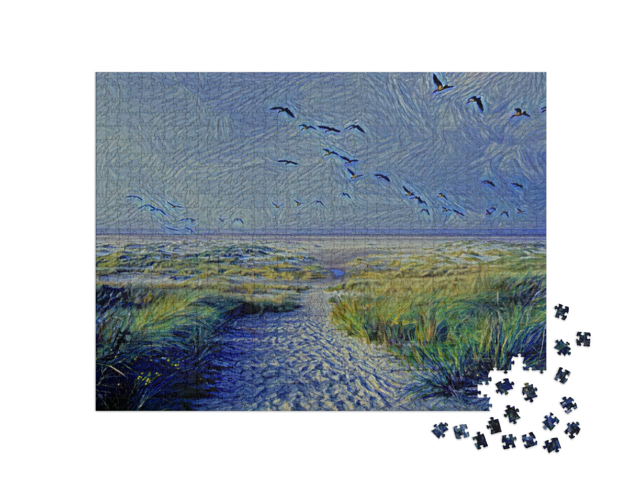 Puzzel 1000 stukjes „in de kunststijl van van Gogh, Sterrennacht - Eenden - Puzzelcollectie Kunstenaars & Schilderijen“
