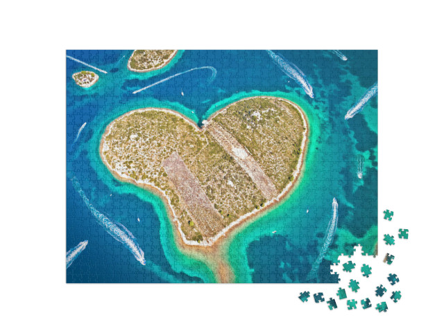 Puzzel 1000 stukjes „Hartvormig eiland Galesnjak in de Zadar-archipel, Kroatië“