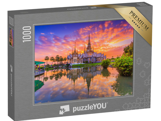 Puzzel 1000 stukjes „Zonsondergang boven de tempel Wat Thai, Thailand“