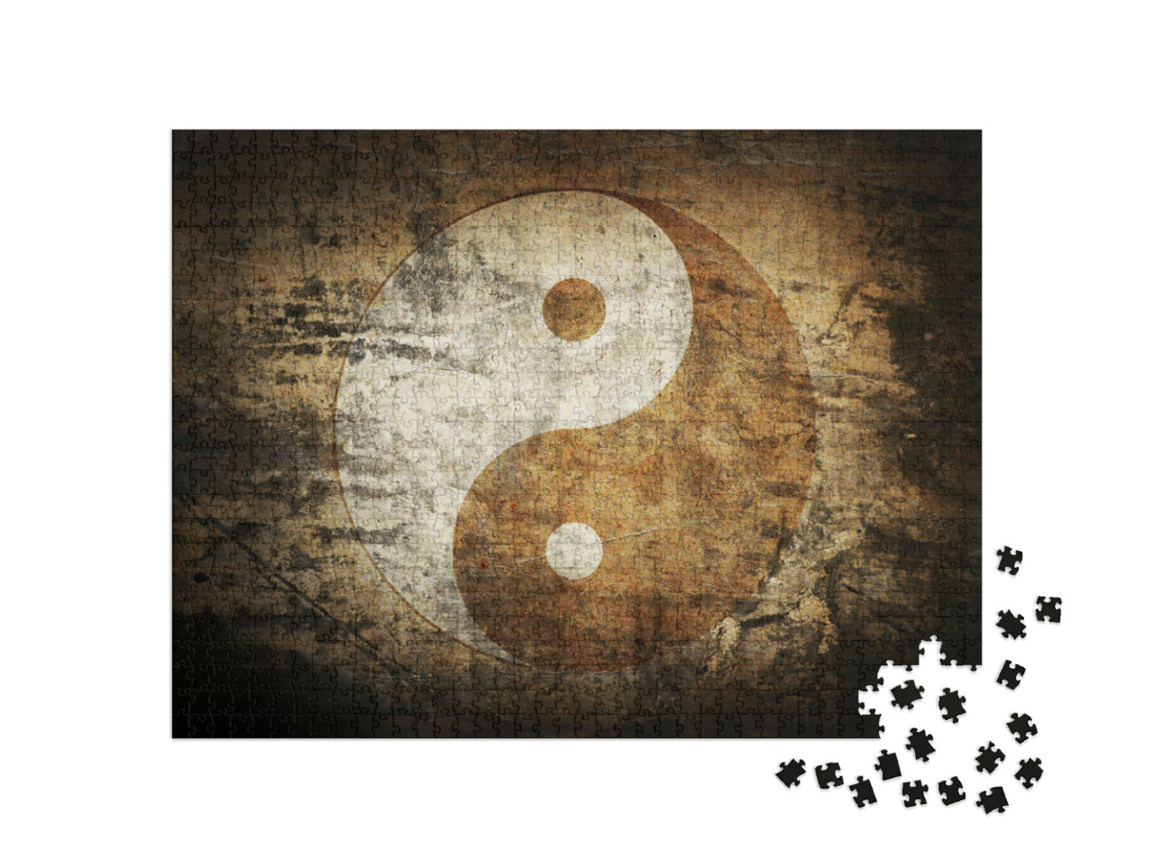 Puzzel 1000 stukjes „Grunge Yin Yang symbool“