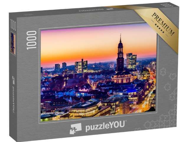 Puzzel 1000 stukjes „Hamburg in de avond“