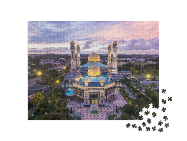 Puzzel 1000 stukjes „Luchtfoto van de Jame' Asr Hassanil Bokliah moskee in Brunei“