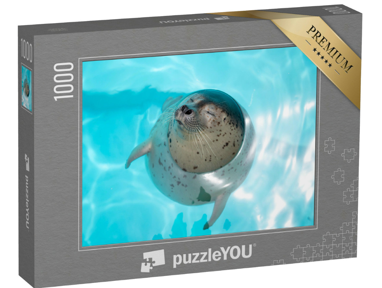 Puzzel 1000 stukjes „Babyzeehond, ontspannen in het water“