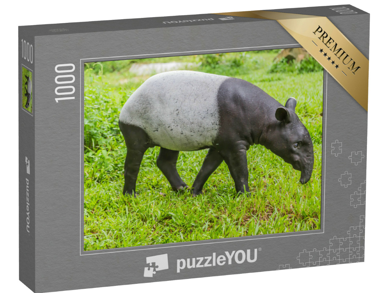 Puzzel 1000 stukjes „Tapir die zich voedt met grote planten“