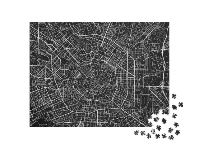 Puzzel 1000 stukjes „Vector stadsplattegrond van Milaan“