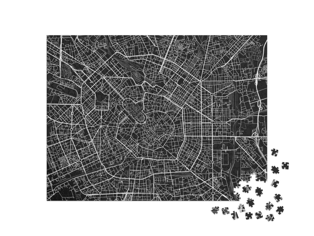 Puzzel 1000 stukjes „Vector stadsplattegrond van Milaan“