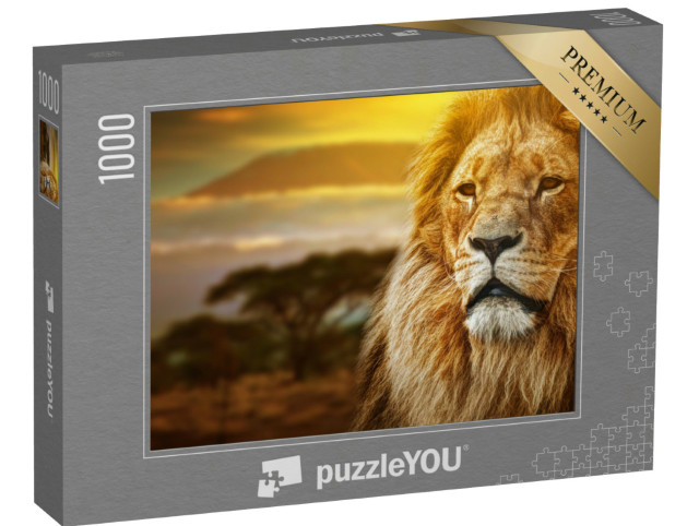 Puzzel 1000 stukjes „Leeuwen voor de berg Kalimanjaro“