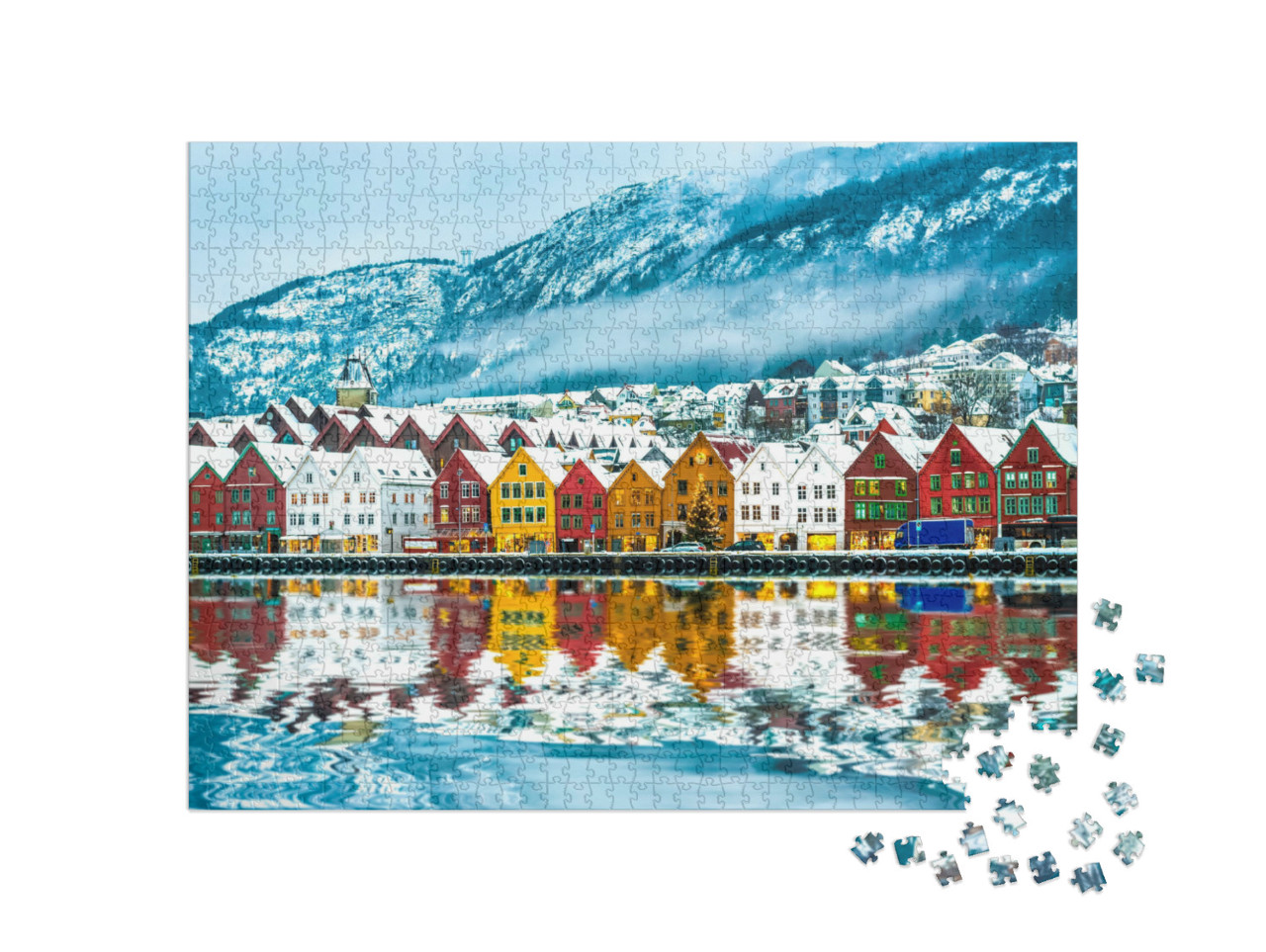 Puzzel 1000 stukjes „Uitzicht op Bergen, Noorwegen“