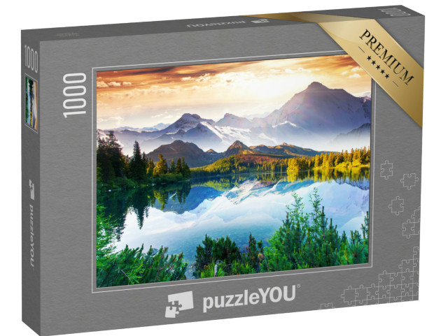 Puzzel 1000 stukjes „Zonnige dag bij een bergmeer“