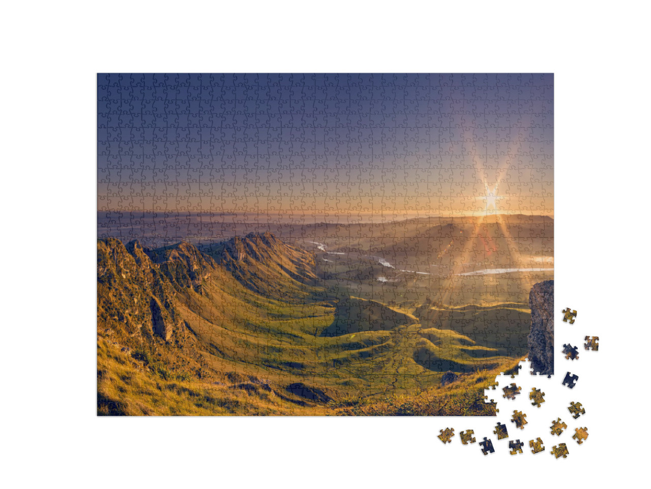 Puzzel 1000 stukjes „De schoonheid van Te Mata Peak, vastgelegd op een heldere ochtend“