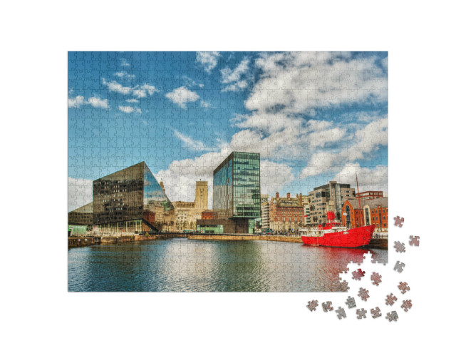 Puzzel 1000 stukjes „Bouwen aan de Mersey in Liverpool, Engeland“