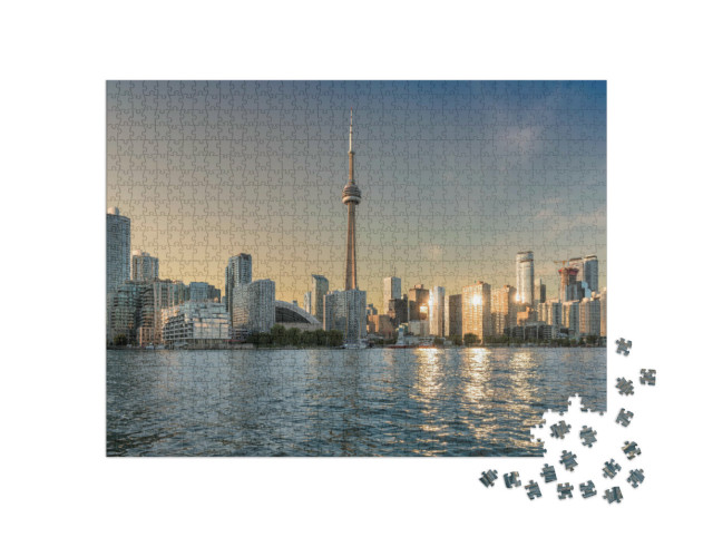 Puzzel 1000 stukjes „Toronto skyline bij zonsondergang“