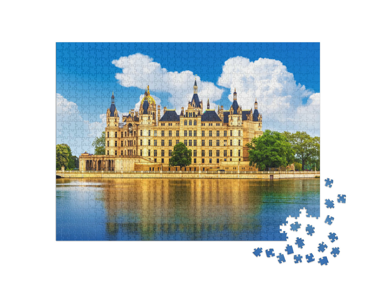 Puzzel 1000 stukjes „Uitzicht op het oude kasteel in Schwerin, Mecklenburg-Vorpommern“