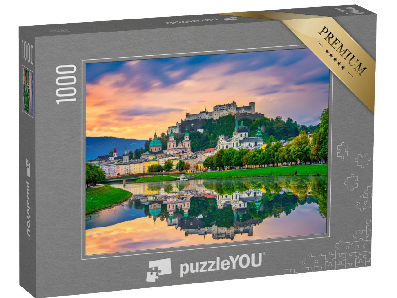 Puzzel 1000 stukjes „Zonsopgang boven de skyline van Salzburg, Oostenrijk“