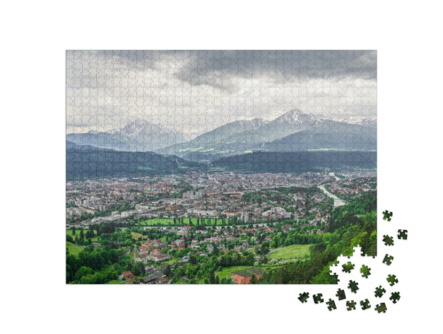 Puzzel 1000 stukjes „Skyline van de Alpenstad Innsbruck in Oostenrijk“