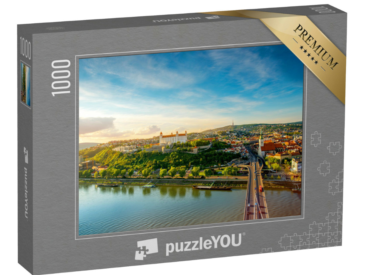 Puzzel 1000 stukjes „Uitzicht op het oude stadscentrum van Bratislava in Slowakije“