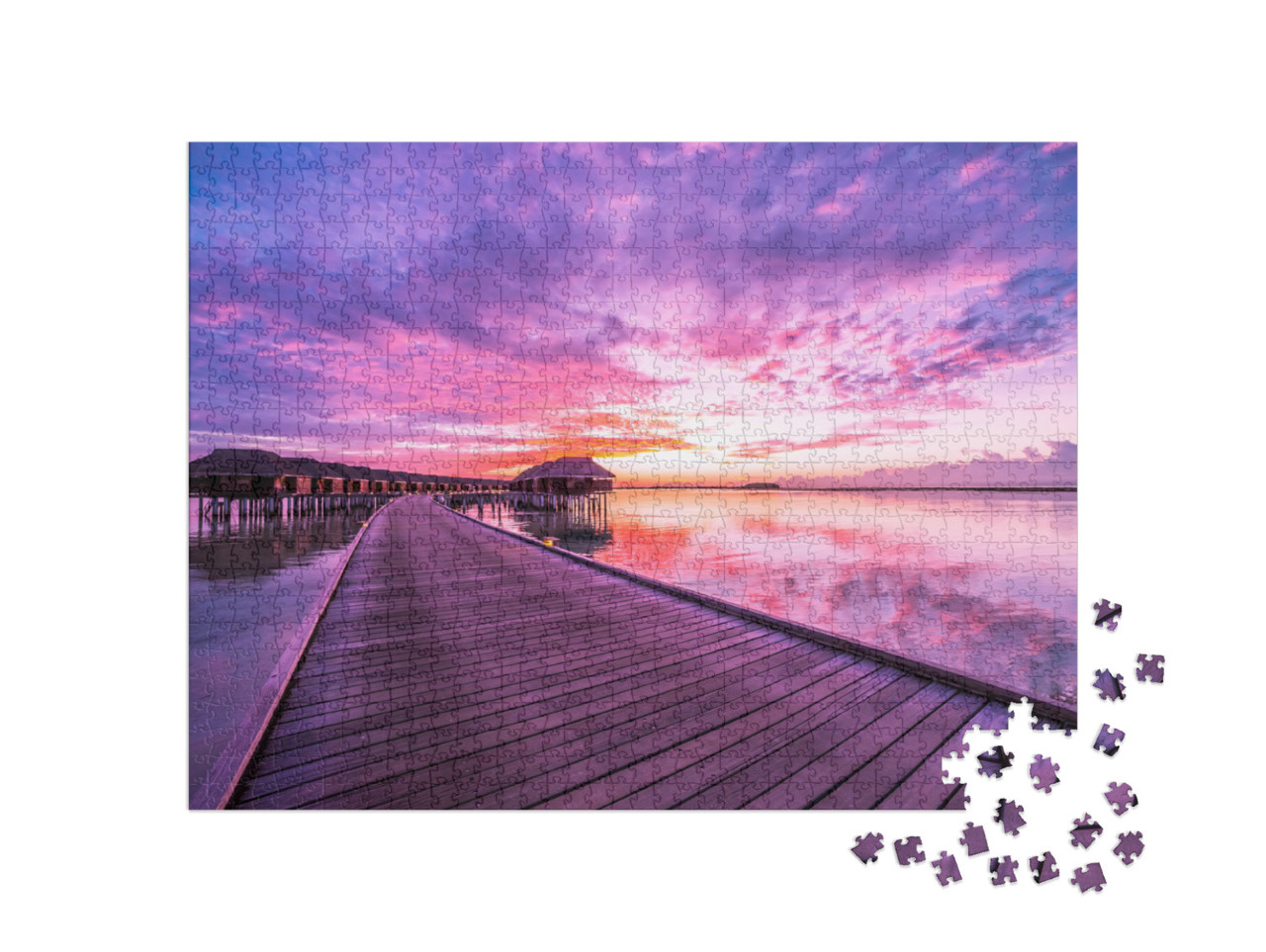 Puzzel 1000 stukjes „Adembenemende zonsondergang op de Malediven“