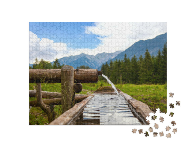 Puzzel 1000 stukjes „Natuurlijke boomstam fontein“